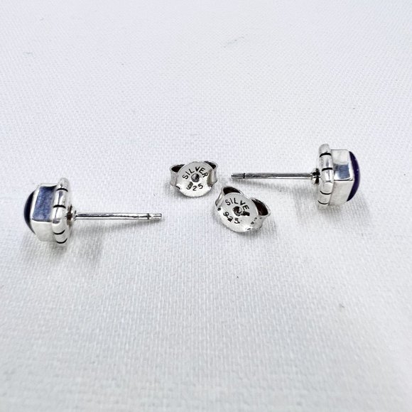 Square Amethyst Sterling Silver Post earrings - Picture 6 of 7